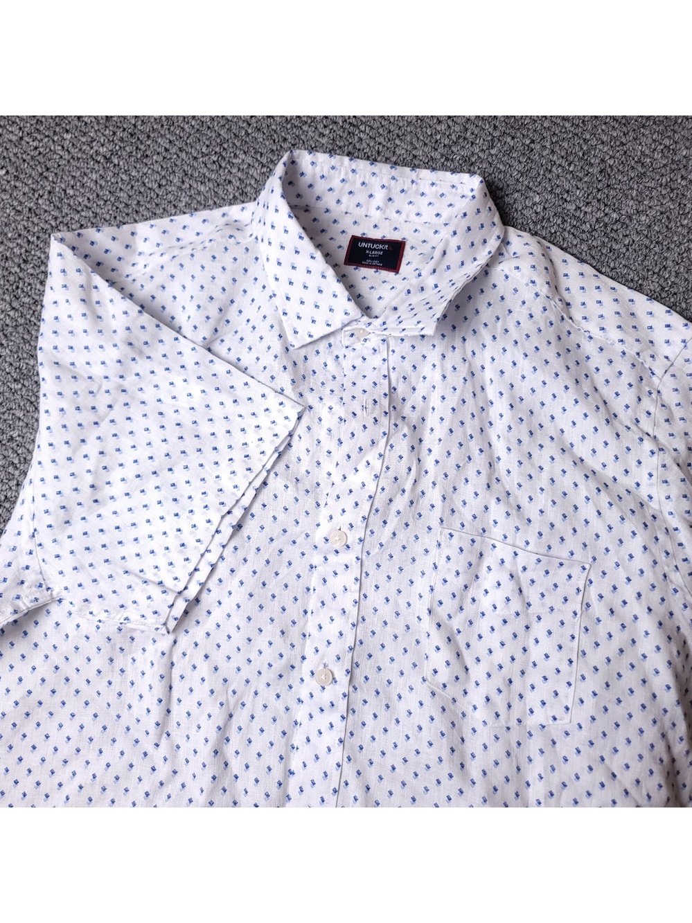 UNTUCKit Linen Shirt Mens XL Slim White Short Sleeve Button
